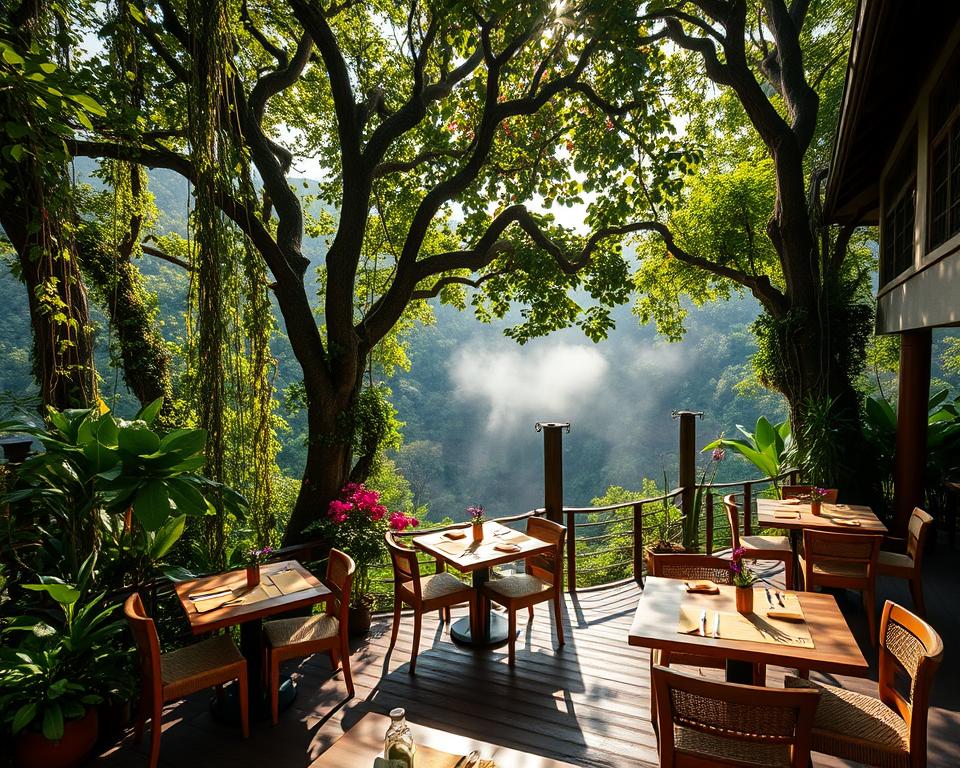 Are there any Ubud restaurants with rainforest views?