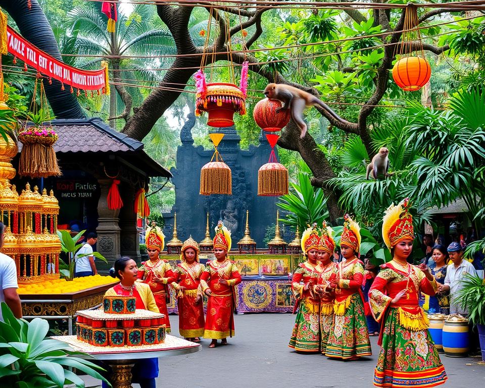 Are there any festivals in Ubud that coincide with visiting the Monkey Forest?