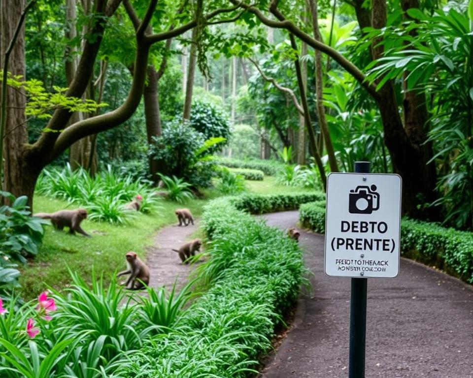 Are there any photography restrictions in the Ubud Monkey Forest?