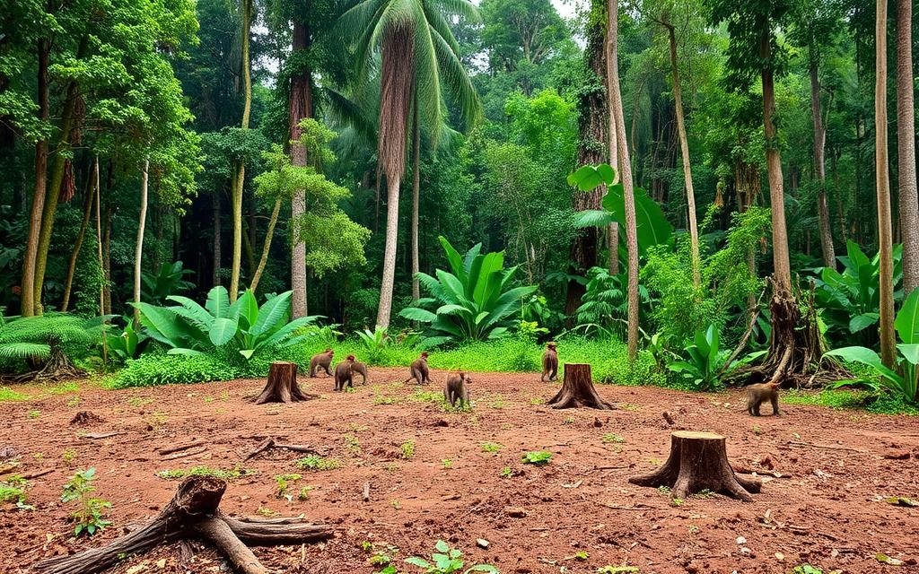 Deforestation impact in the Sacred Monkey Forest