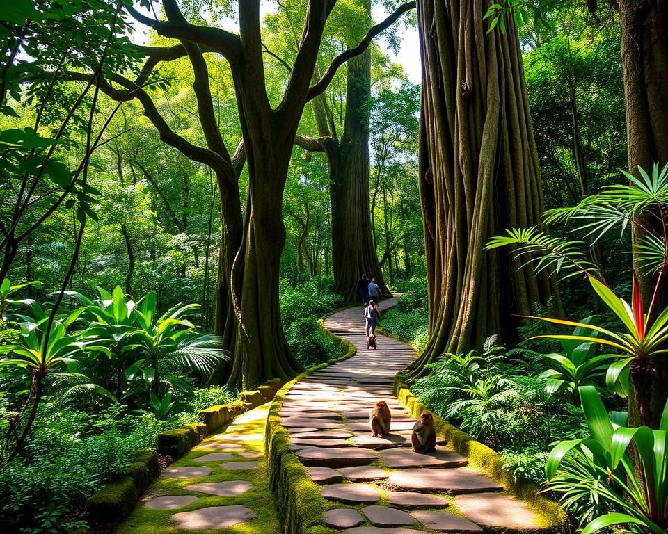 How long does it take to walk around the Monkey Forest in Ubud?