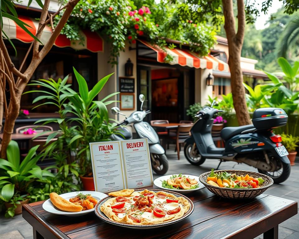 Is there a charge for delivery from Italian restaurants in Ubud?