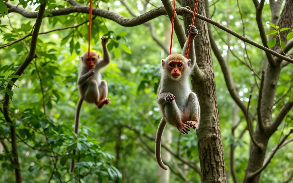 Long-Tailed Macaques in Sacred Monkey Forest Sanctuary