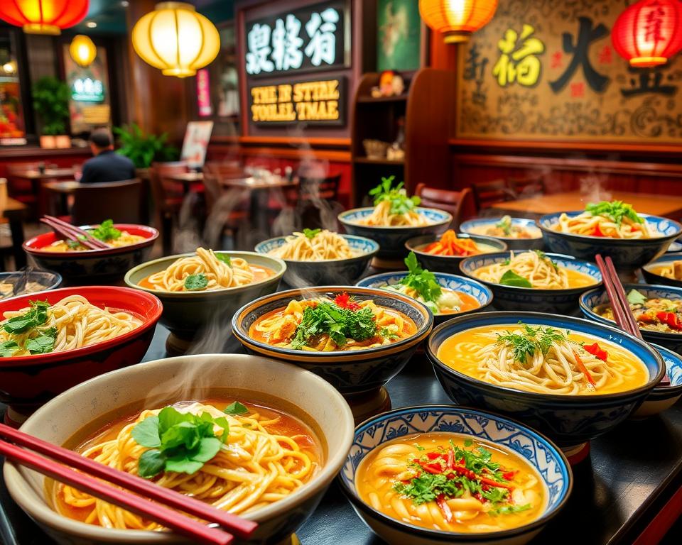 Noodle dishes at Fu Shou Noodle Club