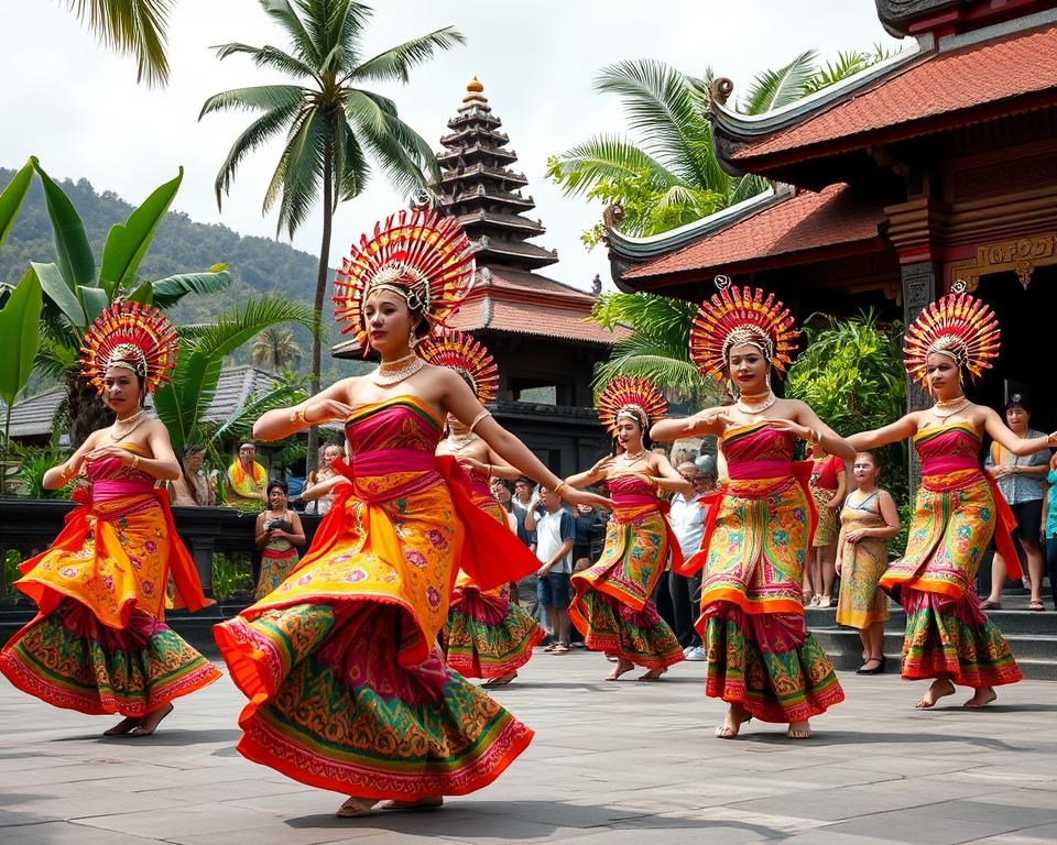 Pendet dance cultural performance in Bali