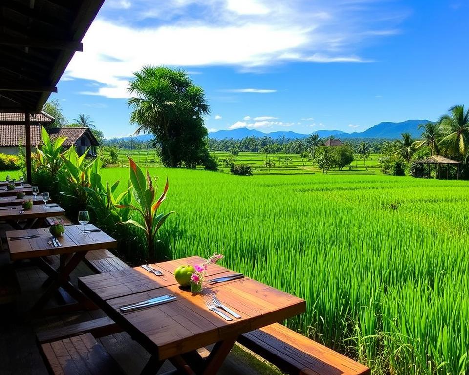 Sari Organik organic dining experience with rice field views