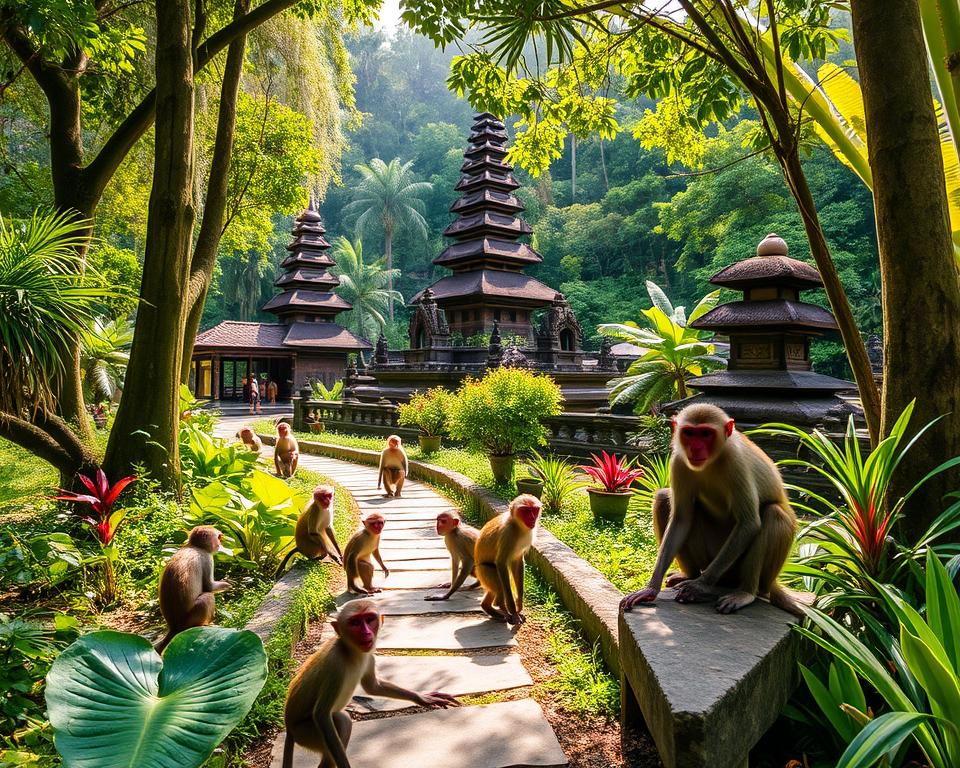 Ubud Monkey Forest with Balinese long-tailed monkeys