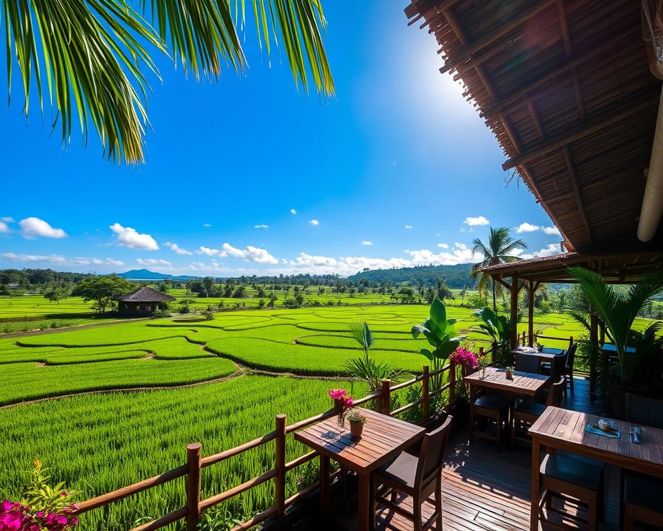 What are the best Indonesian restaurants in Ubud with a view of rice paddies?