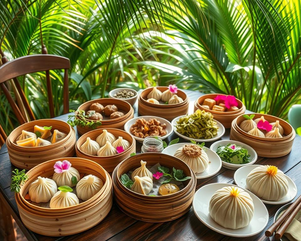 Which Chinese restaurant in Ubud offers a weekend dim sum brunch?