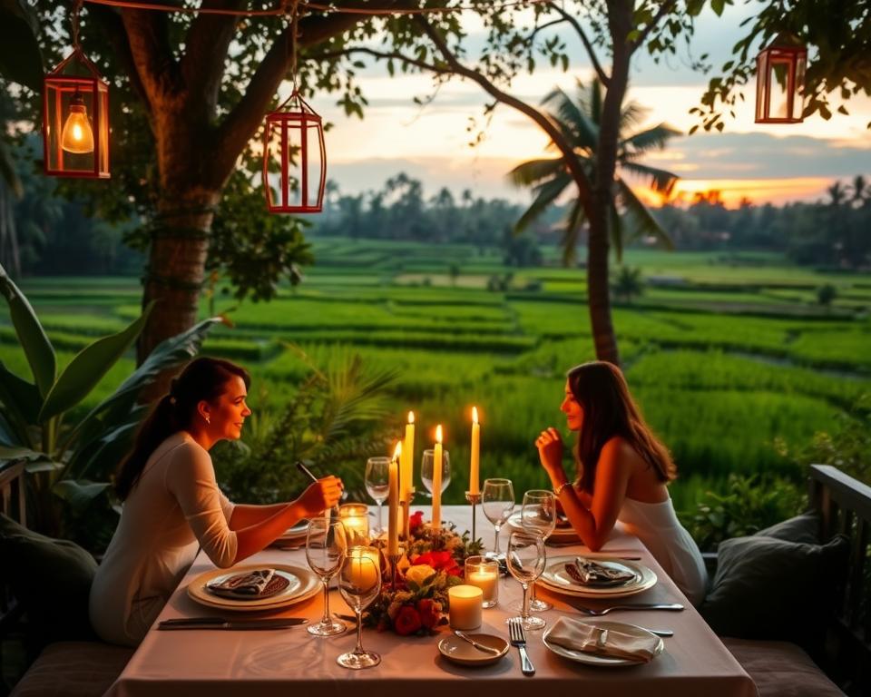 Which Ubud restaurants have private dining experiences for couples?