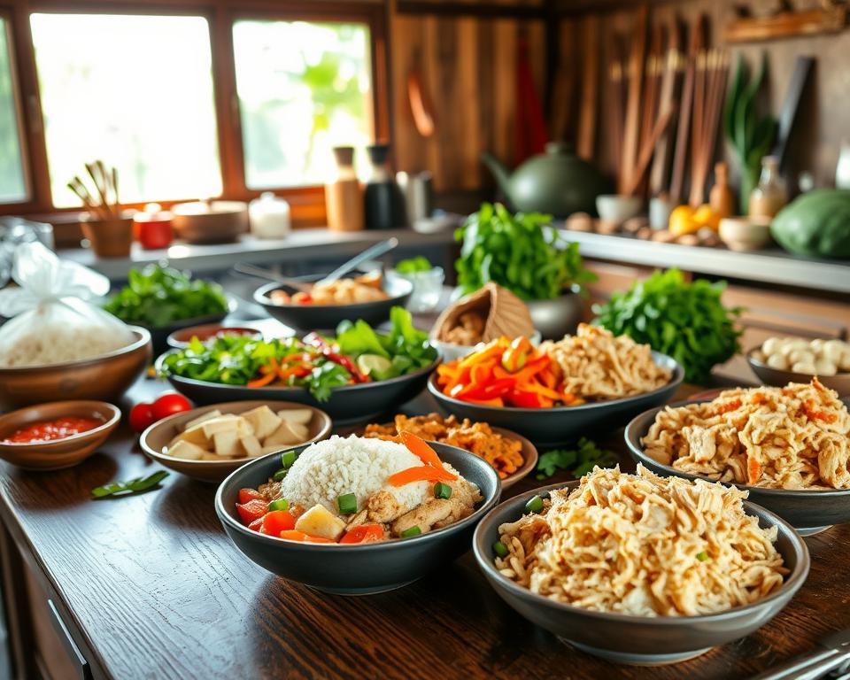 nasi campur preparation