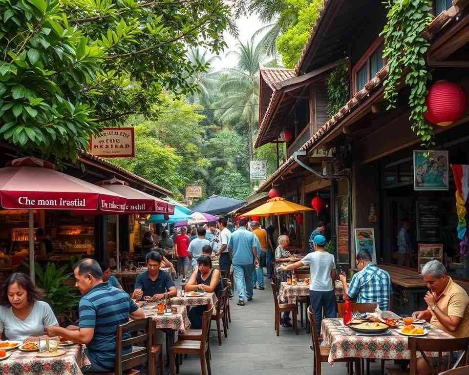 What is the main street in Ubud for restaurants?