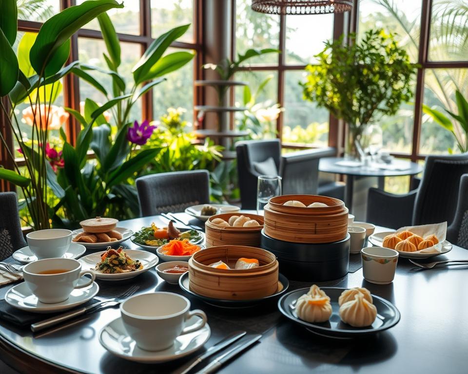 which Chinese restaurant in Ubud offers a weekend dim sum brunch?